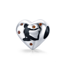 Design Yoga Heart Shape S925 Sliver Bangle CZ Charm